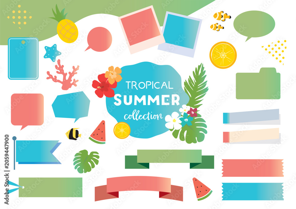 Fototapeta premium Tropical Summer Frame and Label Collection
