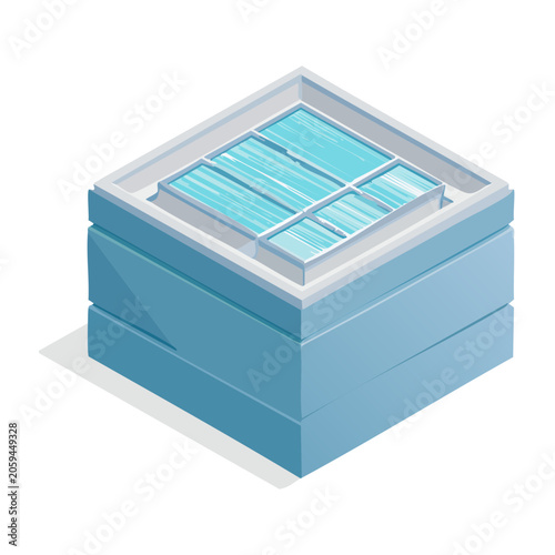 Isometric 3D Render of a Blue Server Rack