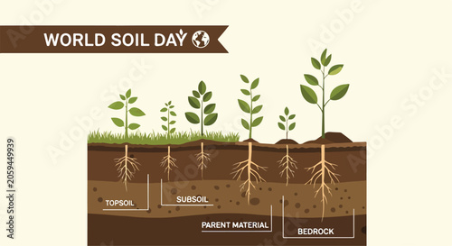 Fotografie Soil layers with plants growing (1)