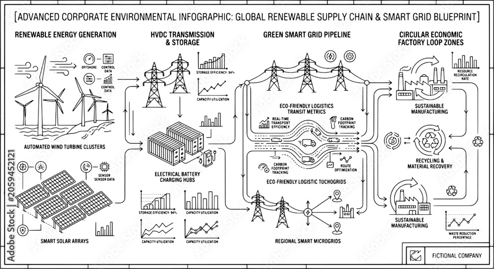 Obraz premium Isolated Minimalist Sustainability Tech Carbon Footprint Data Infographic Sheet, 