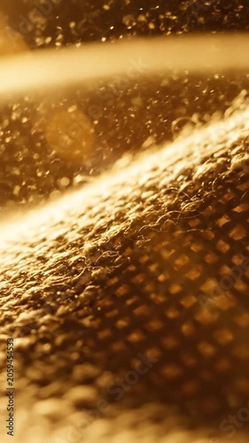Golden abstract texture with mesh and light bokeh.