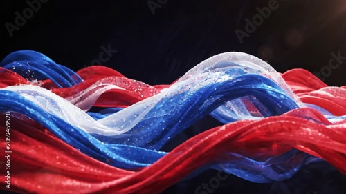 Red blue and white abstract art.