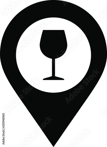 Wine Location Pin Icon for Winery Finder, Vineyard Mapping, and Beverage Destinations