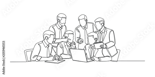 Business Team Meeting Discussing Strategy Around Laptop