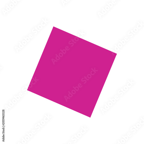 Solid magenta square shape tilted at an angle, isolated on a white background, flat for geometric compositions