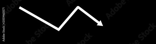 Dynamic white line graph arrow rising on black background, business growth concept motion