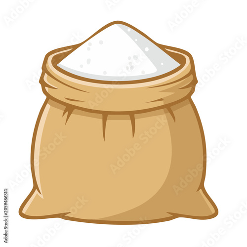 Illustration of a burlap sack filled with sugar