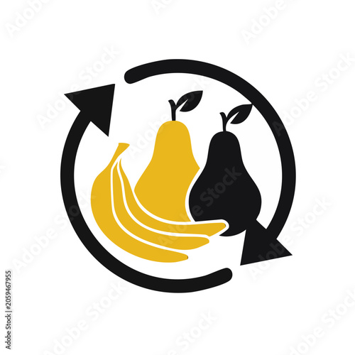 Fruit recycling symbol icon in flat design