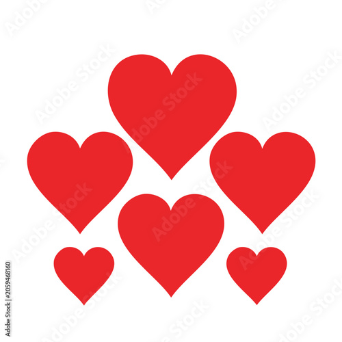 Red hearts icon set in flat design