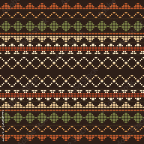 Seamless Simple Tribal Geometric Band Pattern Earth Tone Ethnic Aztec Stripe Vector