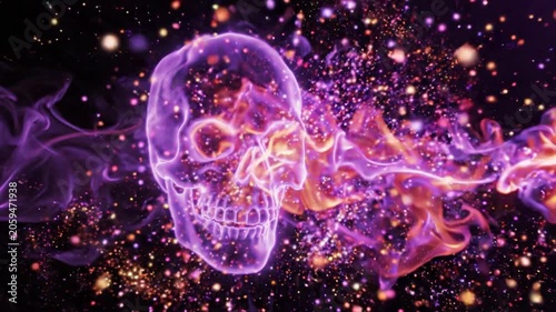 Vibrant purple and orange smoke animation.