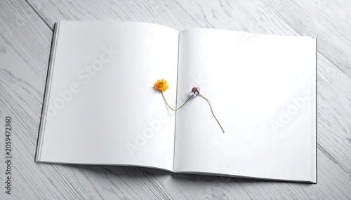 Open book with flower.