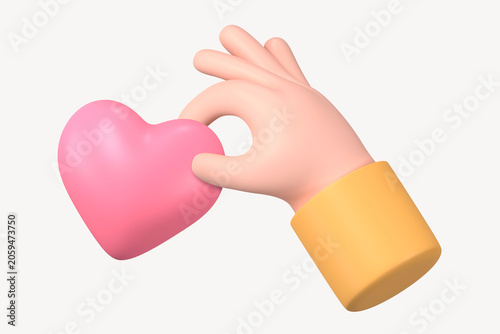 Bild auf Leinwand Hand holding heart, 3D charity graphic
