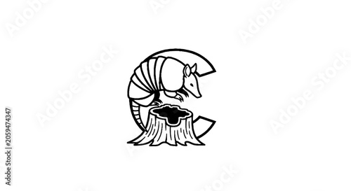 Illustrated Scorpion Tail Forming Letter C Design.