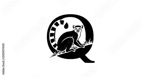 Black and white ferret logo design with letter Q.