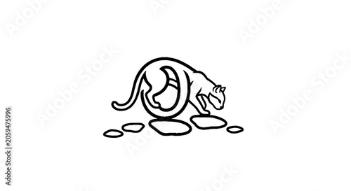 Minimalist black and white panther illustration.