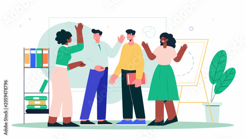 Diverse people, teamwork, office collaboration, flat design, vector icons