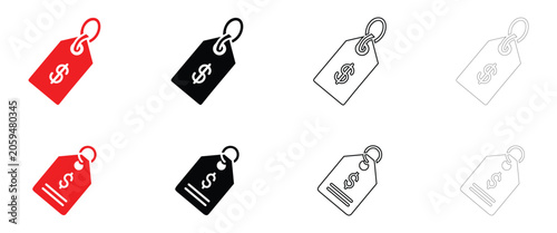 Price tag icon vector, discount offer price tag promotion badge symbol vector, silhouette and line art illustration