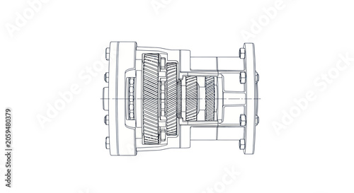 Mechanical Gearbox Transmission Technical Vector Illustration