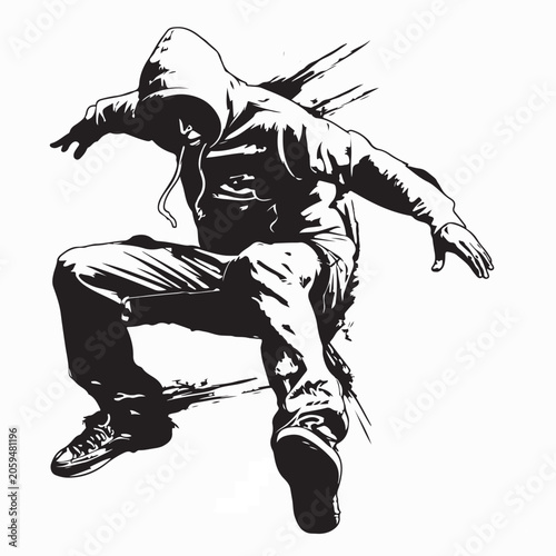 Photography Cool Parkour Athlete Jumping Silhouette Vector Illustration