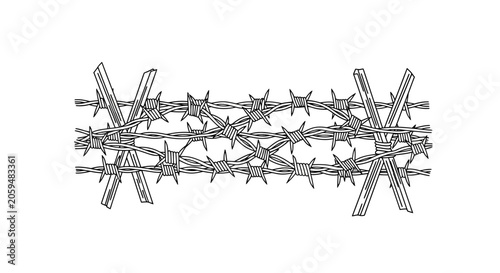 Tableau sur toile Barbed wire fence illustration