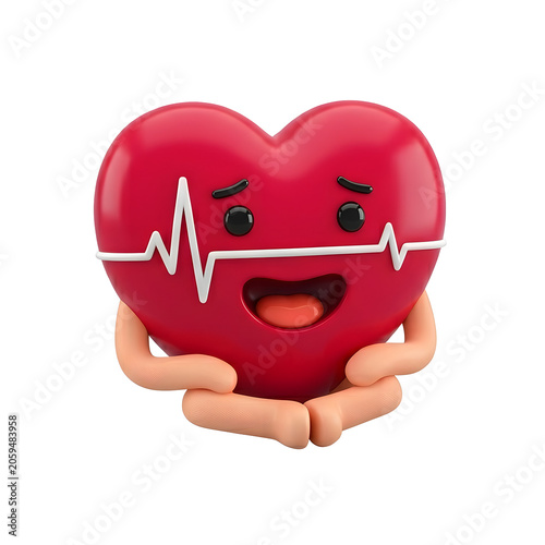 3D Cartoon Heart Character with Hands