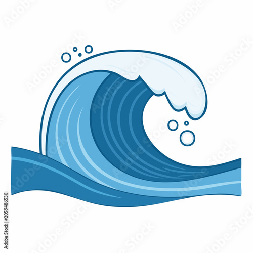 Stylized illustration of a breaking ocean wave