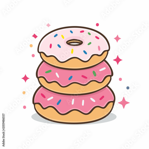 Stack of Pink Frosted Donuts with Sprinkles