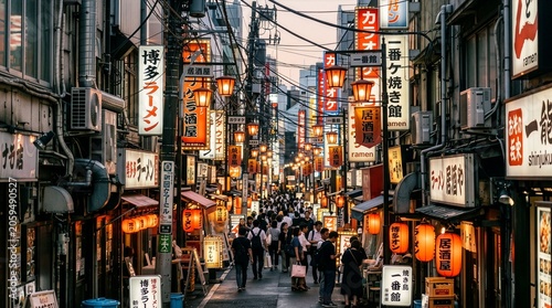 Shinjuku shopping alleyway dense urban street life