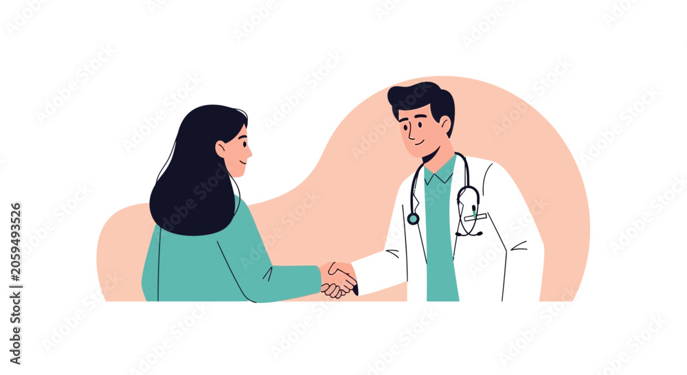 Fototapeta premium Doctor and Patient Shaking Hands, Symbolizing Trust and Partnership in Healthcare