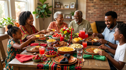 Juneteenth Family Dinner Celebration with Soul Food for Freedom Day and Black Heritage