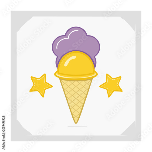 Flat Design Ice Cream Cone with Stars