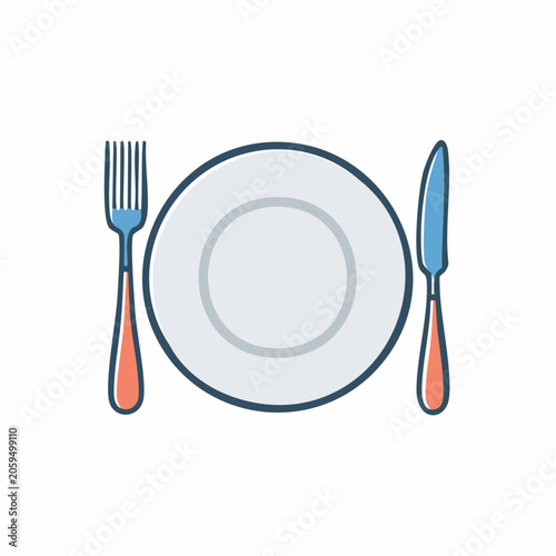 Plate, Fork, and Knife Icon