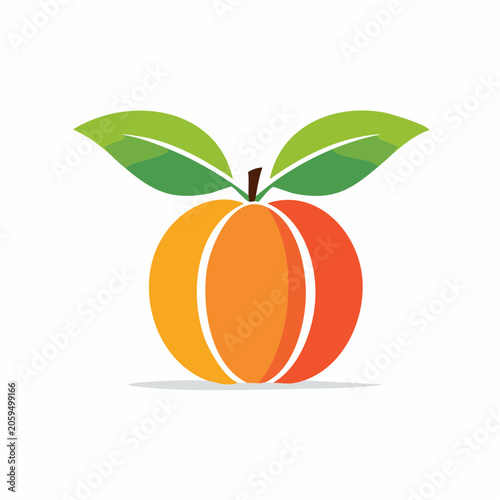 Stylized Peach Icon with Leaves
