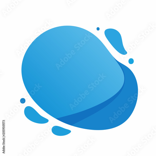 Abstract Blue Liquid Blob Shape with Splashes