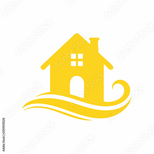 Yellow House Logo with Wave Element
