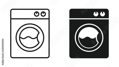 Washing machine vector icon in outline and solid style