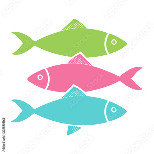 Three colorful fish vector illustration