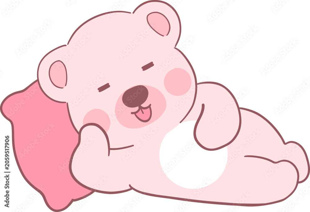 Fototapeta premium Bear Flat Drawing Cute Teddy Illustration