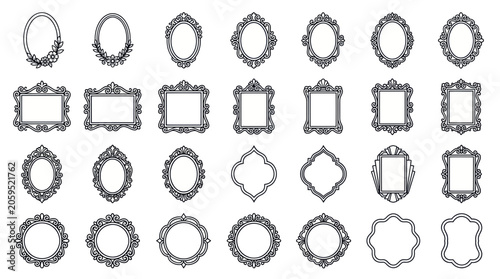 Ornate vintage picture frame set with diverse decorative borders