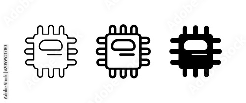 Foto CPU Chip Icons, Microprocessor Vector Set, Computer Processor Graphics