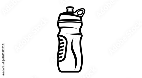 Black and White Sport Water Bottle Icon Vector Illustration
