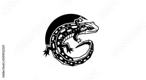 Black and White Spotted Salamander Vector Illustration