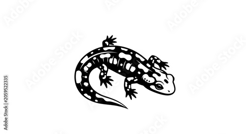Black and White Spotted Salamander Vector Illustration