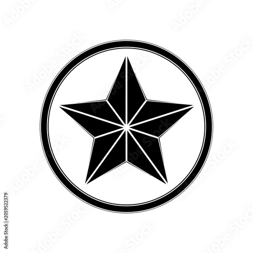 Black and White Star Icon in a Circle Frame