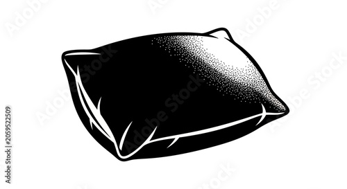Black and White Stippled Illustration of a Bed Pillow