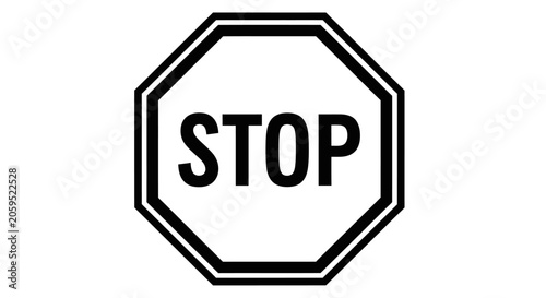 Black and White Stop Sign Icon Vector Illustration