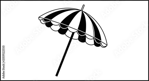 Black and White Striped Beach Umbrella Icon
