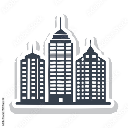 Flat design city skyline icon with skyscrapers