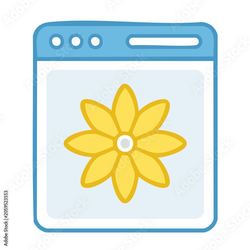 Yellow flower icon in flat design style